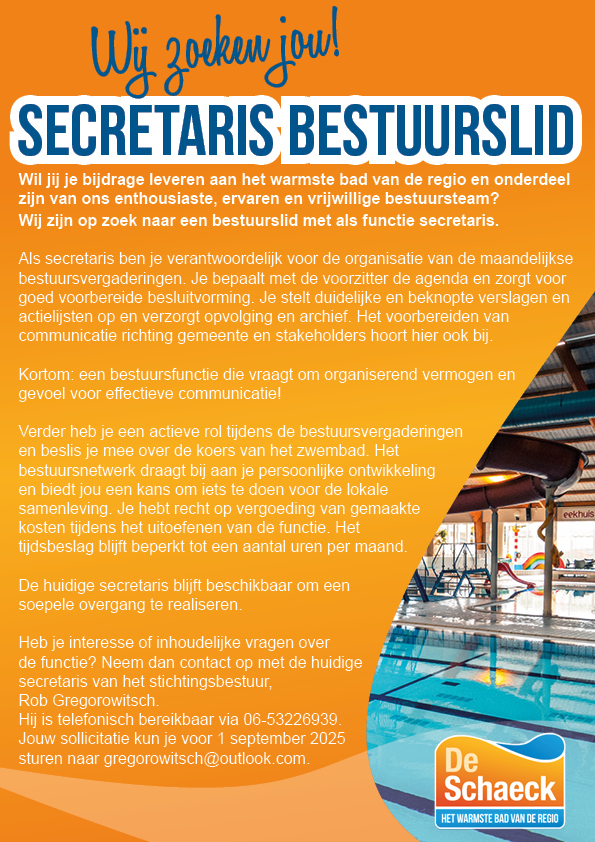Vacature Secretaris bestuurslid